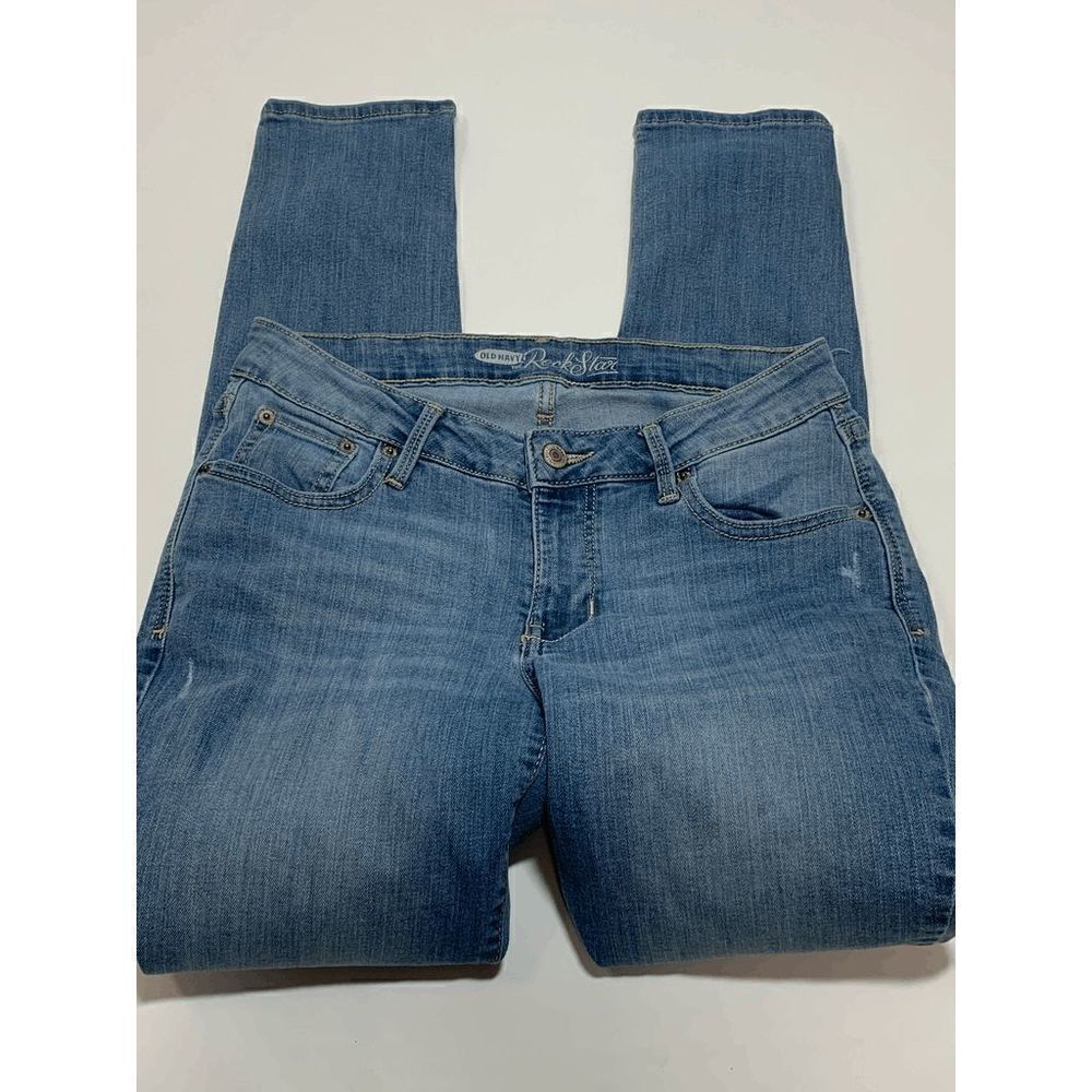 Old Navy Womens Denim Jeans Skinny Rockstar Distressed Blue Medium Wash Size 10R - Picture 5 of 10